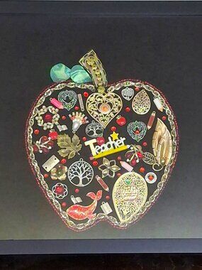 Framed Jewelry Art Teacher Gift Apple-Shape Handcrafted New